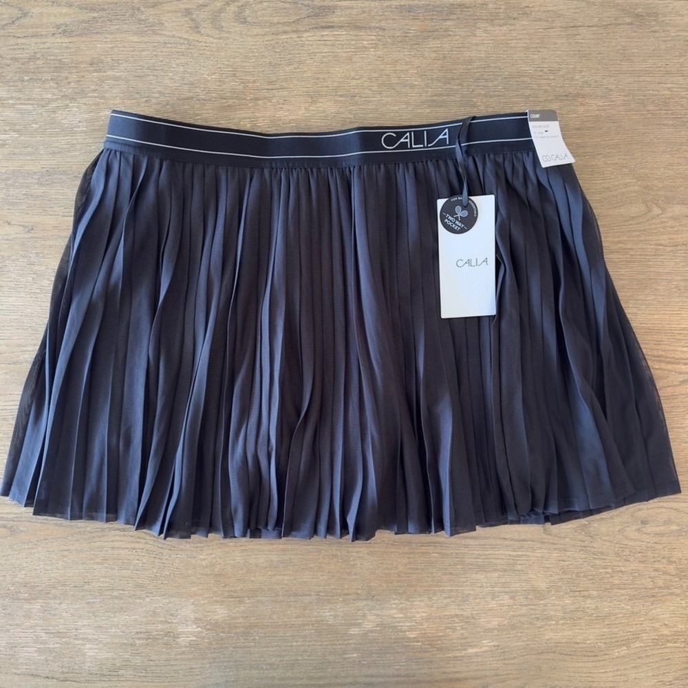 NEW Calia Pleated Mesh Active Tennis Skort-Black Athletic Skirt-Sz XXL-RRP $88